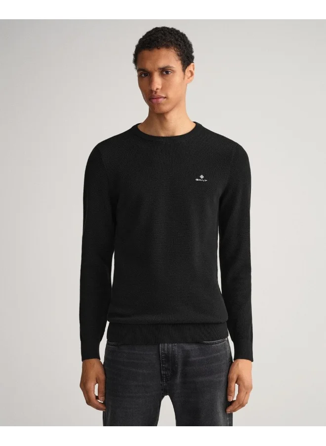 غانت Gant Cotton Pique Crew Neck Sweater