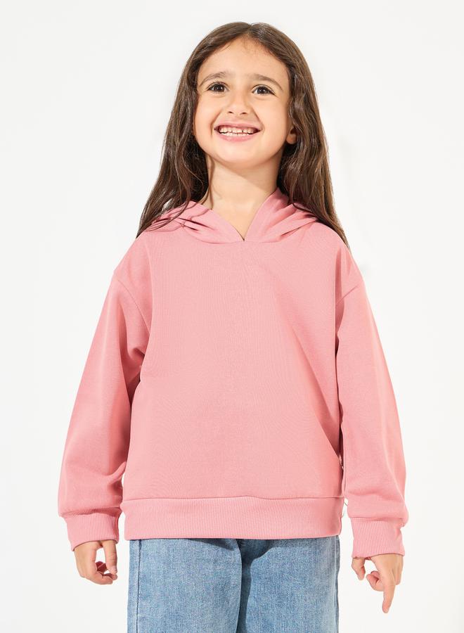 ستايلي سويت شيرت سادة بياقة هودي وأكتاف منخفضة - Image 1