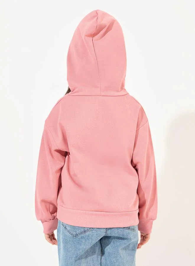 Styli Solid Hoodie with Dropped Shoulder