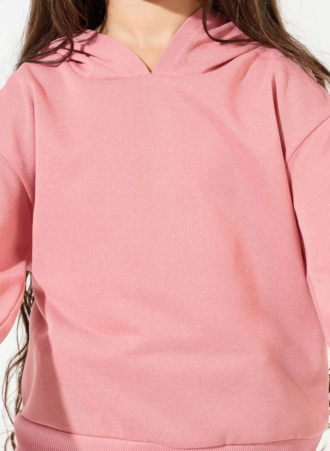Styli Solid Hoodie with Dropped Shoulder