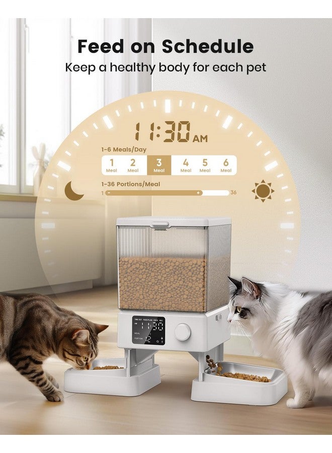 Oneisall oneisall Automatic Cat Feeder for 2 Cats, 20 Cups/5L Automatic Cat Food Dispenser for Small Pets Indoor, Timed Cat Feeder for Dry Food(White) - Image 5