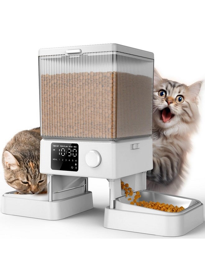 Oneisall oneisall Automatic Cat Feeder for 2 Cats, 20 Cups/5L Automatic Cat Food Dispenser for Small Pets Indoor, Timed Cat Feeder for Dry Food(White) - Image 1