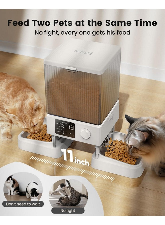 Oneisall oneisall Automatic Cat Feeder for 2 Cats, 20 Cups/5L Automatic Cat Food Dispenser for Small Pets Indoor, Timed Cat Feeder for Dry Food(White) - Image 2