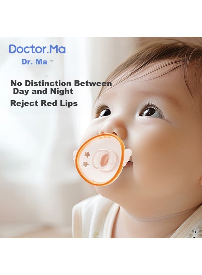 Doctor Ma Dr. Ma Baby Pacifier For 3-6 Months, Silicone Nipple, Soothing Aid, Orange - Image 1