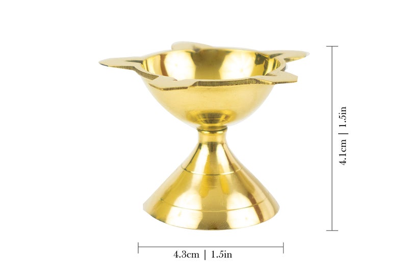Spillbox Traditional Brass Diya for Puja | Pooja Aarti | Arti Deepak Deepam Oil Lamp for Home Temple Puja Articles Decor Giftss|Festival Decoration Diwali Deepam Gift-FSDL-M- (1) - Image 2