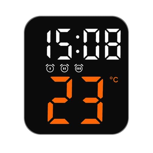 Niyam Plastic Electronic Digital Led Alarm Clock With Temperature Time Display For Home, Bedroom, Office (Black, Orange Digit, 11X10X4 Cm) - Image 1
