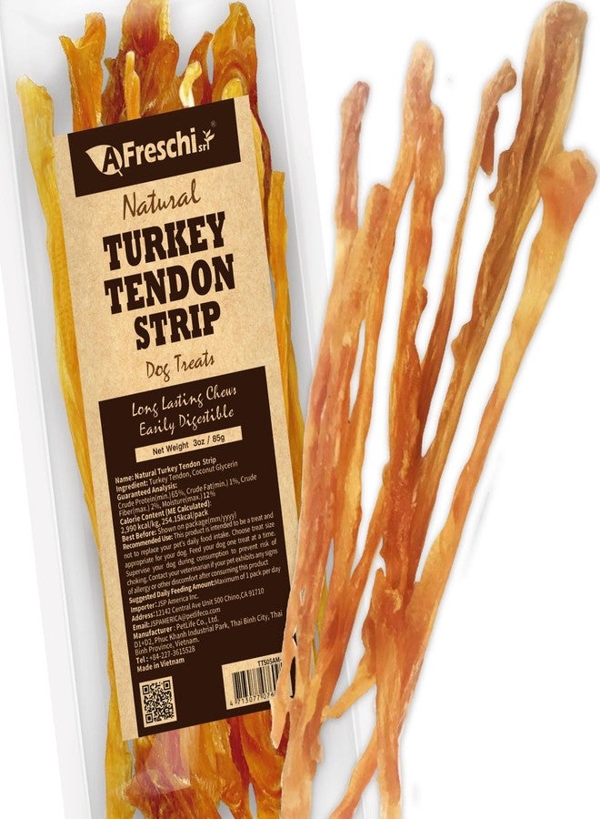 A Freschi srl Turkey Tendons for Dogs, Long-Lasting, Hypoallergenic Rawhide Alternative, Human Grade, Healthy Puppy Chews, Natural Dog Treats for Small Dogs, Strips, 3oz Pack - Image 1