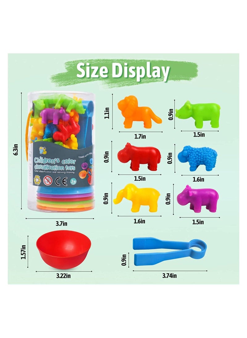 Counting Animals Matching Games Color Sorting Stacking Toys with Bowls Preschool Learning Activities Educational Sensory Montessori STEM Toy Daycare Sets Gift for Toddlers Kids Boys Girls Aged 3+