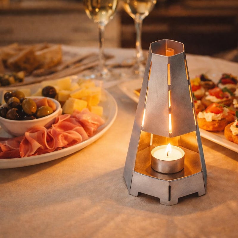 CHICIRIS Tea Light Oven, Metal Tea Light Candle Heater Windproof Tealight Holder Votive Candle Stand forTea Lights Heating, 3.9 x 7.5 - Image 2
