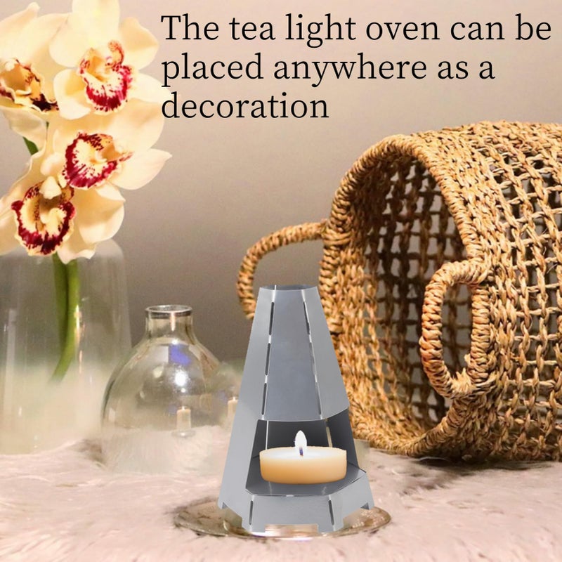 CHICIRIS Tea Light Oven, Metal Tea Light Candle Heater Windproof Tealight Holder Votive Candle Stand forTea Lights Heating, 3.9 x 7.5 - Image 3