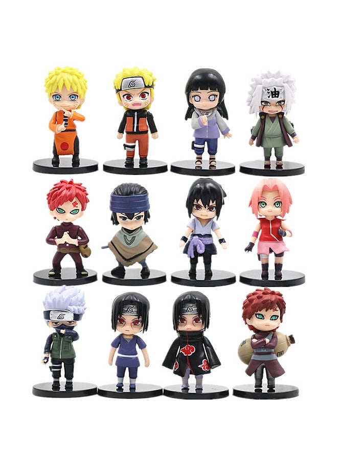 general 12 Naruto Kakashi Sasuke Haruno Sakura Hinata figure toy egg-twisting doll model ornament for fans and friends (6-7 cm) - Image 1