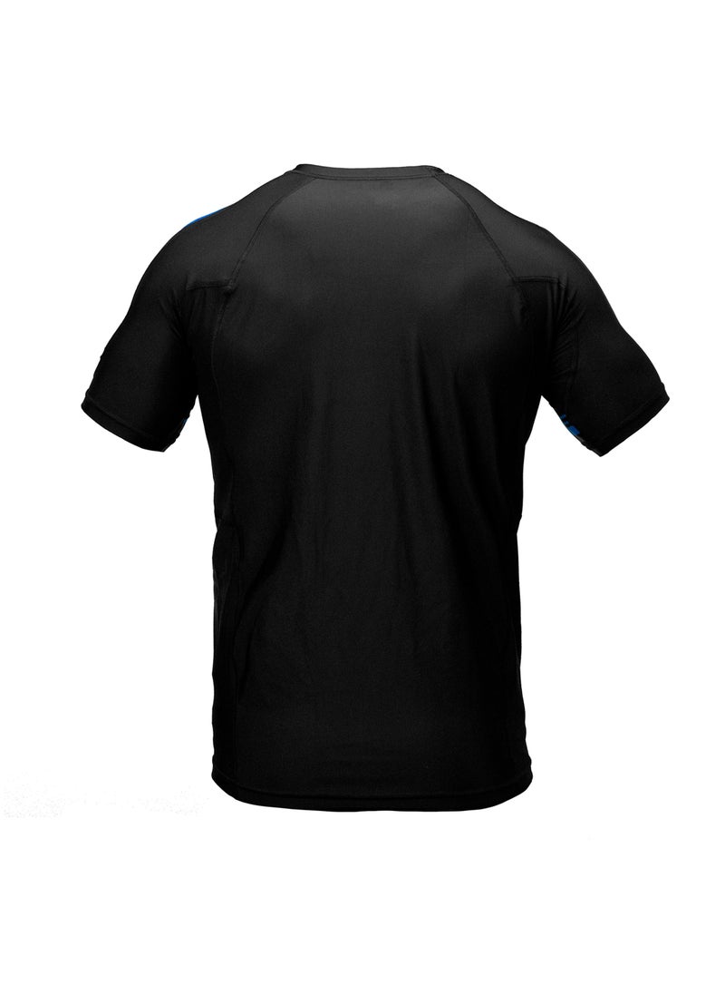 Sanabul  Sanabul Core Short Sleeve Rash Guard – Quick Dry Compression Shirt for Men Black/BLUE, MEDIUM  - Image 2