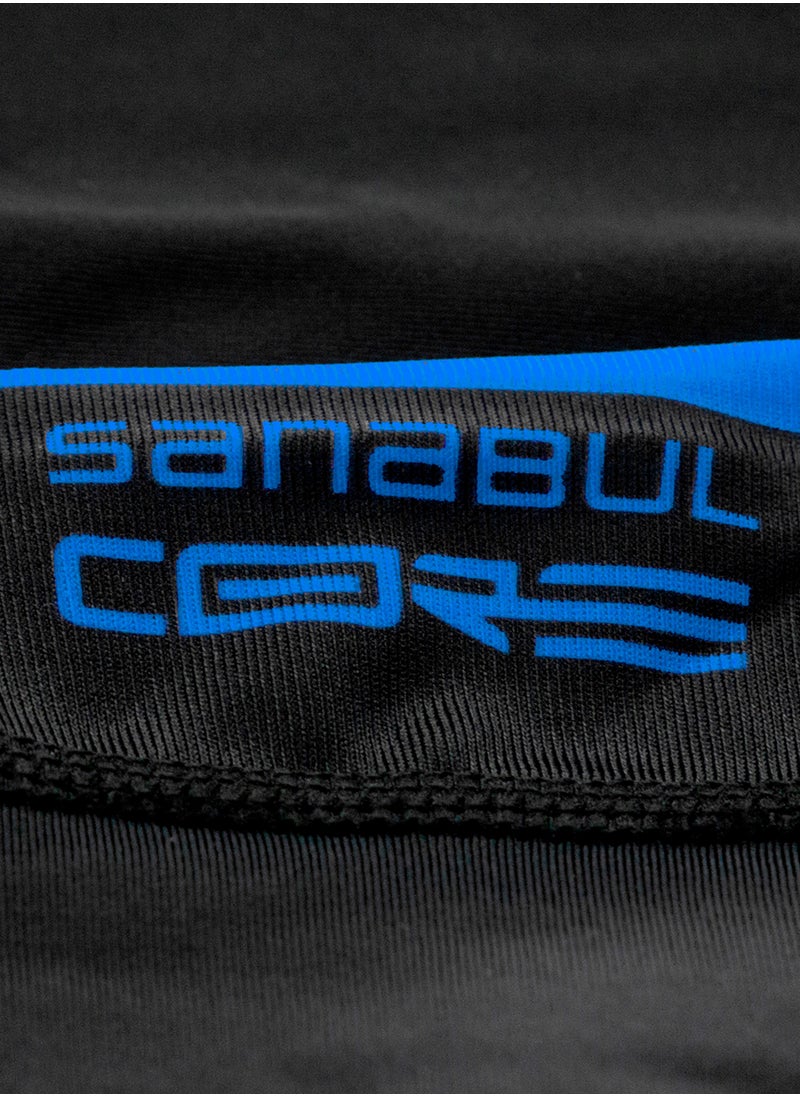 Sanabul  Sanabul Core Short Sleeve Rash Guard – Quick Dry Compression Shirt for Men Black/BLUE, MEDIUM  - Image 4