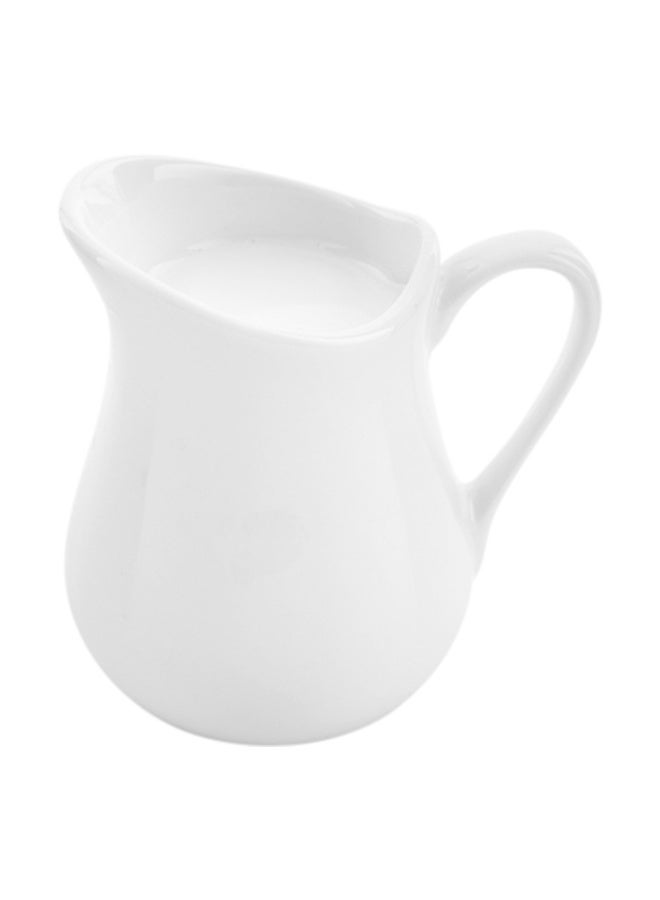 Restaurantware 4 Ounce Cream Pitcher, 1 Wide Spout Miniature Pitcher - Built-In Handle, Microwave-Safe, White Porcelain Mini Cream Pitcher, Dishwasher-Safe, Chip-Resistant - Image 2