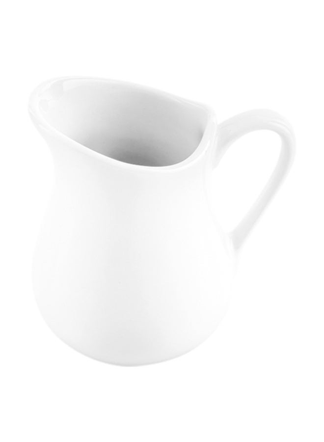 Restaurantware 4 Ounce Cream Pitcher, 1 Wide Spout Miniature Pitcher - Built-In Handle, Microwave-Safe, White Porcelain Mini Cream Pitcher, Dishwasher-Safe, Chip-Resistant - Image 1