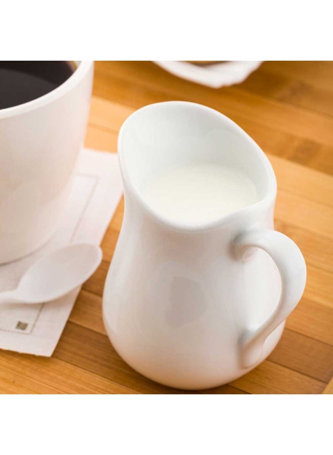 Restaurantware 4 Ounce Cream Pitcher, 1 Wide Spout Miniature Pitcher - Built-In Handle, Microwave-Safe, White Porcelain Mini Cream Pitcher, Dishwasher-Safe, Chip-Resistant - Image 3