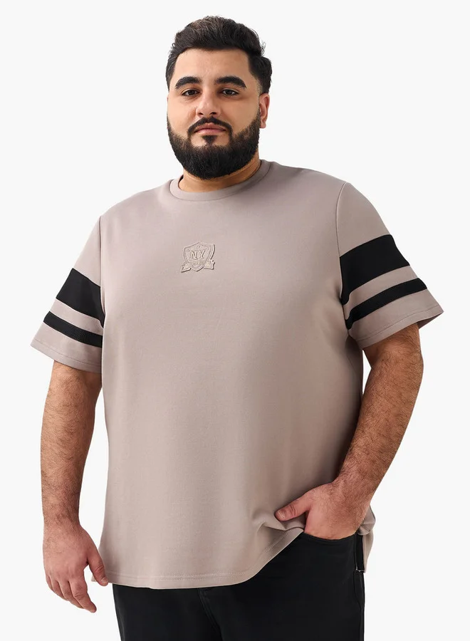 Splash FAV Men Regular Fit Crew Neck Short Sleeve Tape Detail T-shirt