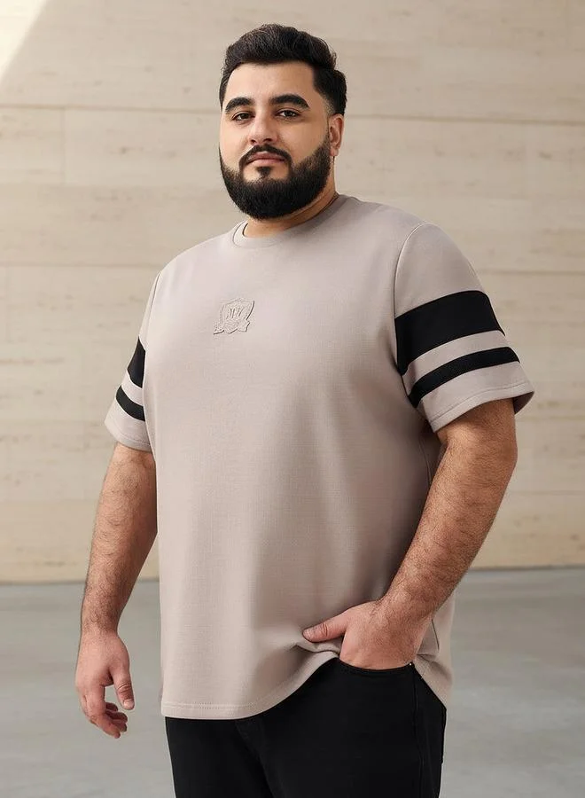 Maxim Men Regular Fit Crew Neck Short Sleeve Tape Detail T-shirt