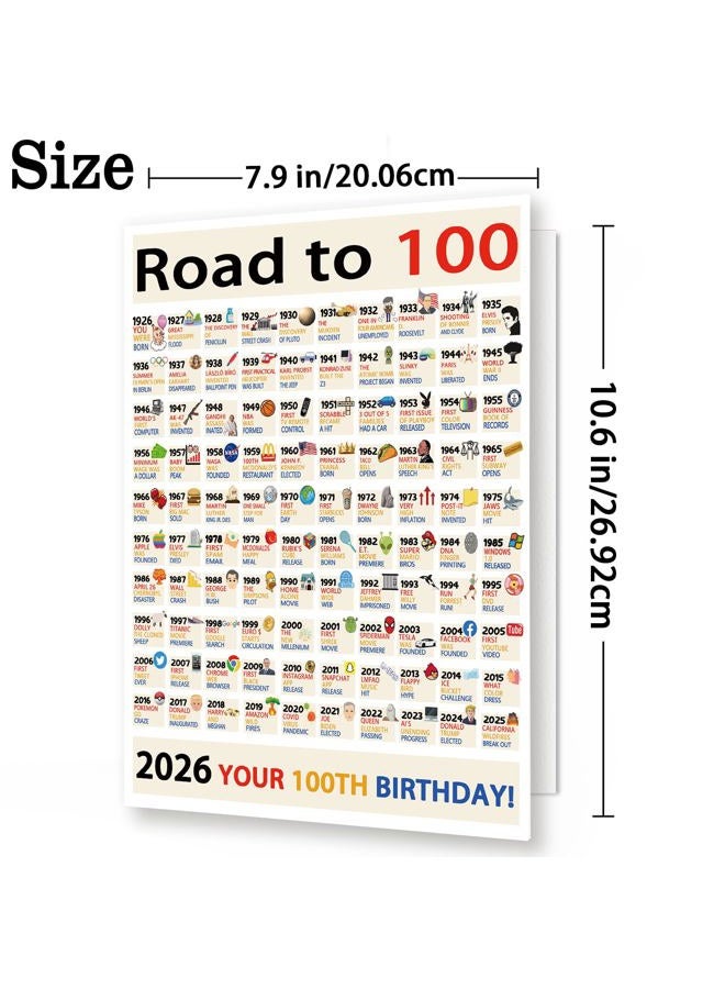 OJsensai Jumbo 100th Birthday Card for Him Her Friends, Best 100 Years Old Bday Decoration Gifts for Women Men - Image 3