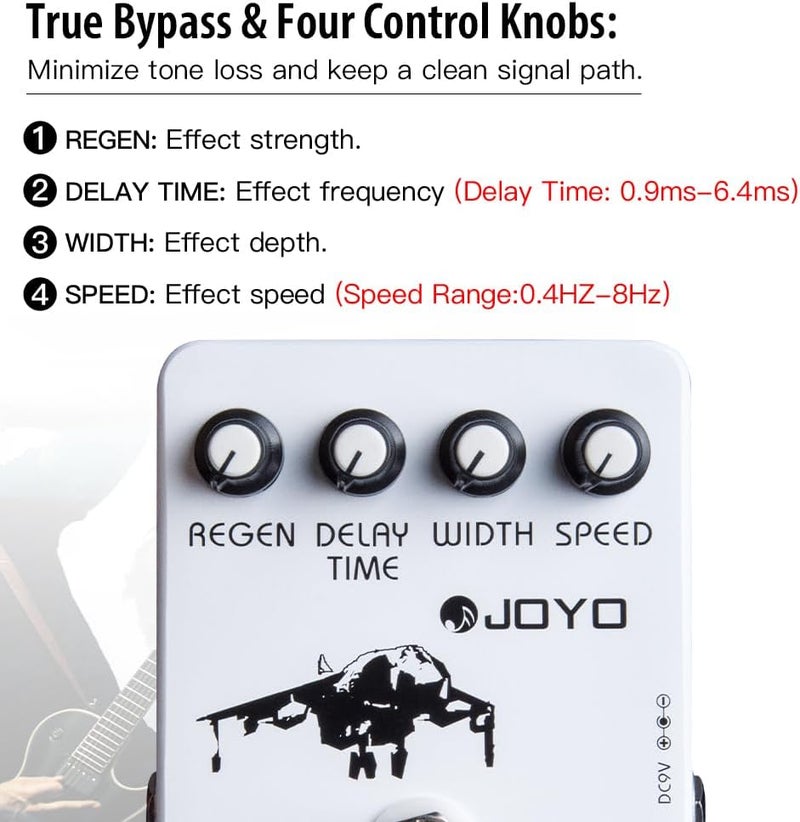 JOYO Classic Flanger Guitar Pedal, BBD Circuit with Metallic Flange & Chorus-Vibrato Tones for Electric Guitar, True Bypass (JF-07) - Image 4