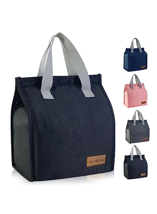 Mziart Mziart Minimalist Lunch Bag, Reusable Insulated Lunch Bag for Women Men Lunch Box Container Leakproof Simple Bento Lunch Tote Adults Lunch Cooler Bag for Work Office Picnic or Travel (Black) - Image 1