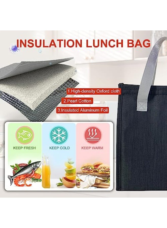 Mziart Mziart Minimalist Lunch Bag, Reusable Insulated Lunch Bag for Women Men Lunch Box Container Leakproof Simple Bento Lunch Tote Adults Lunch Cooler Bag for Work Office Picnic or Travel (Black) - Image 3