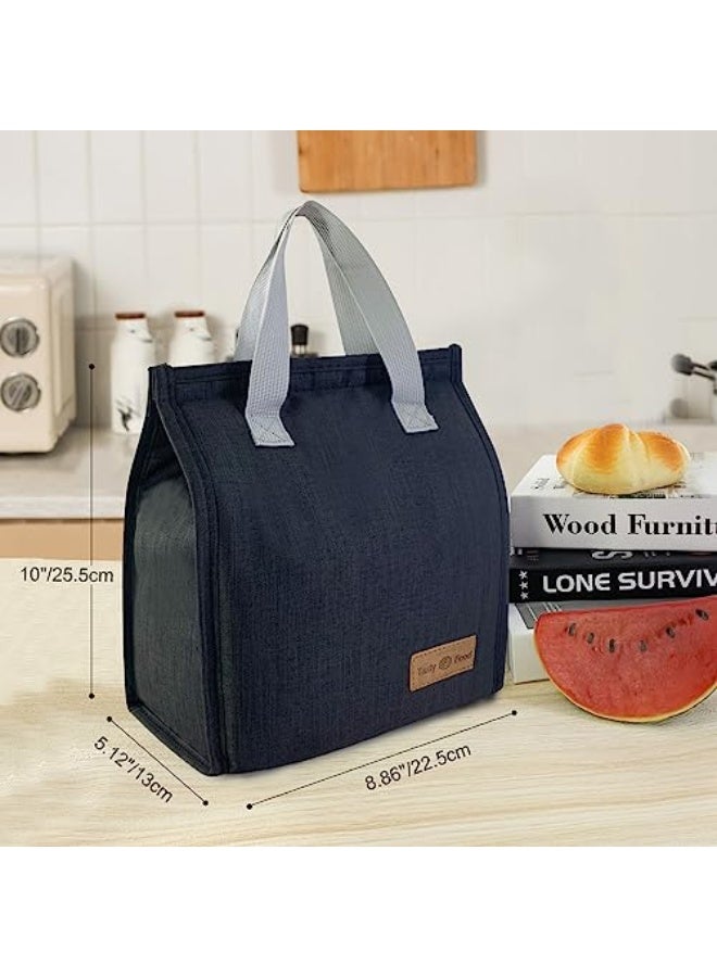 Mziart Mziart Minimalist Lunch Bag, Reusable Insulated Lunch Bag for Women Men Lunch Box Container Leakproof Simple Bento Lunch Tote Adults Lunch Cooler Bag for Work Office Picnic or Travel (Black) - Image 2