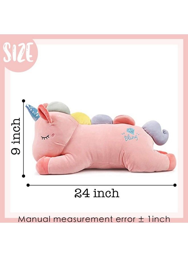 ARELUX 24" Cute Pink Giant Stuffed Unicorn Plush:Soft Animal Hugging Pillow Stuffed Animal Big Body Squishy Plushie Large Gifts For Kids Kawaii Toy For Girls Room Decor  - Image 4