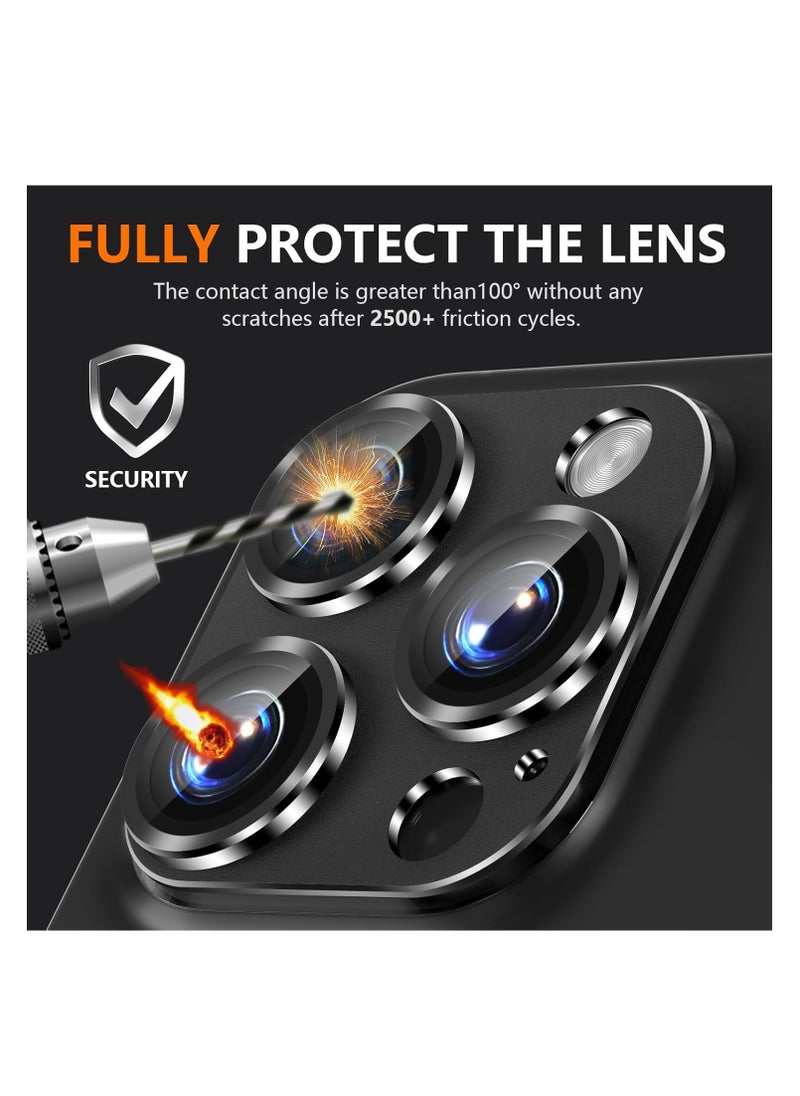 Aookay Compatible with iPhone 16 Pro / iPhone 16 Pro Max Camera Lens Protector, [Not Easy to Break][Strong Adsorption][Case-Friendly] Metal Tempered Glass Rear Camera Screen Cover  (Titanium Gold）  - Image 5