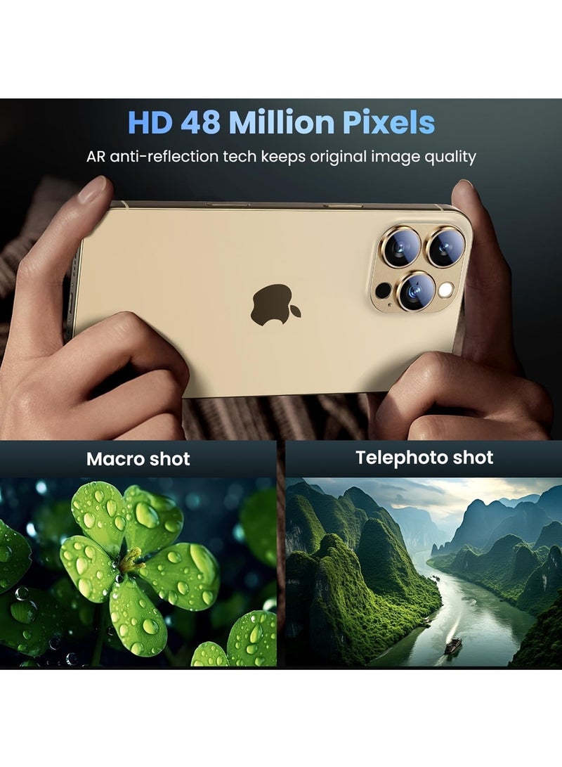 Aookay Compatible with iPhone 16 Pro / iPhone 16 Pro Max Camera Lens Protector, [Not Easy to Break][Strong Adsorption][Case-Friendly] Metal Tempered Glass Rear Camera Screen Cover  (Titanium Gold） - Image 3