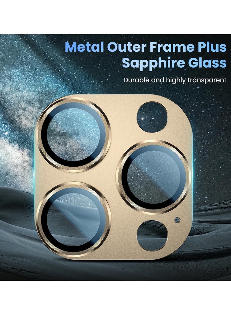 Aookay Compatible with iPhone 16 Pro / iPhone 16 Pro Max Camera Lens Protector, [Not Easy to Break][Strong Adsorption][Case-Friendly] Metal Tempered Glass Rear Camera Screen Cover  (Titanium Gold） - Image 4