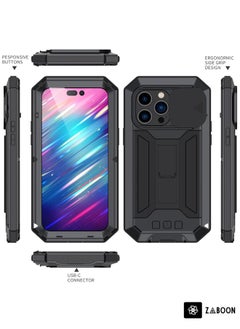 Generic For iPhone 14 Pro Max R-JUST Shockproof Life Waterproof Dust-proof Case (Black)  - Image 2