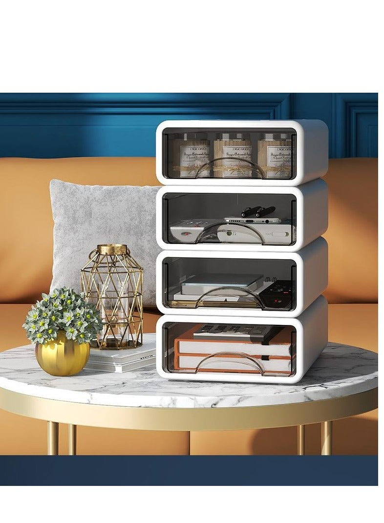 Golden Beautiful Useful Youthful Desk Organizer,4 Pack Tabletop Organizer Drawers, Clear Stackable Storage Box, Desktop Drawer for Office, Home, Bathroom, Stationery Makeup Skincare Organiser - Image 3