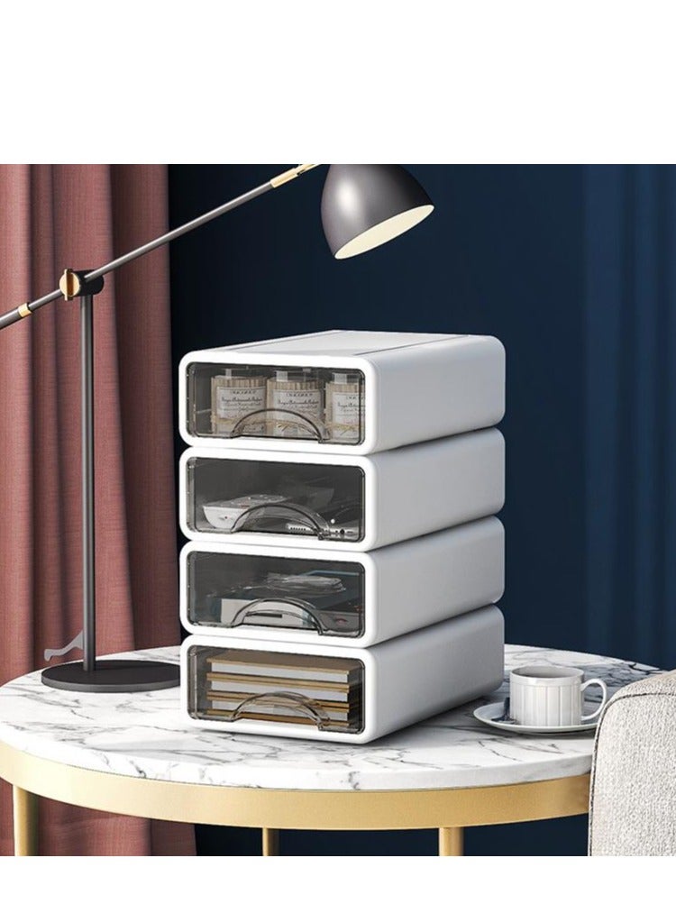 Golden Beautiful Useful Youthful Desk Organizer,4 Pack Tabletop Organizer Drawers, Clear Stackable Storage Box, Desktop Drawer for Office, Home, Bathroom, Stationery Makeup Skincare Organiser - Image 4