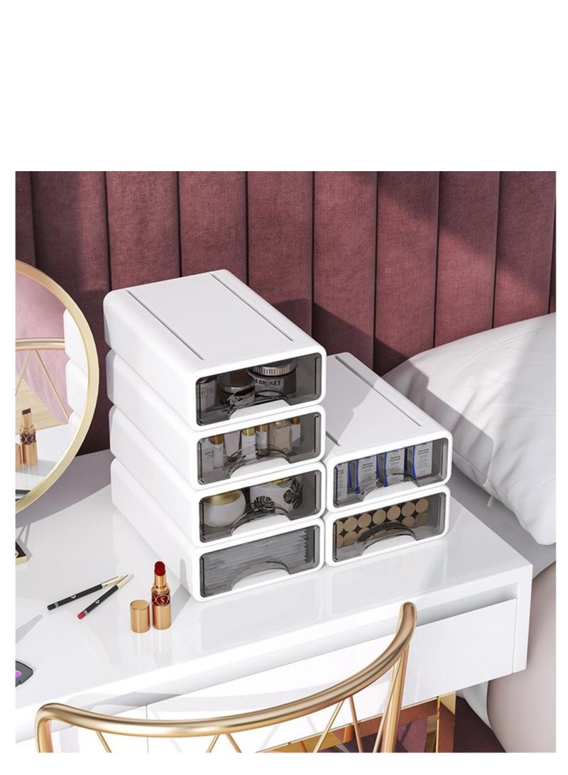 Golden Beautiful Useful Youthful Desk Organizer,4 Pack Tabletop Organizer Drawers, Clear Stackable Storage Box, Desktop Drawer for Office, Home, Bathroom, Stationery Makeup Skincare Organiser - Image 5