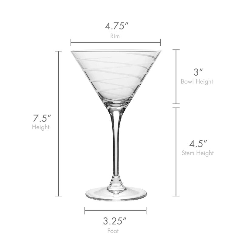 Mikasa Cheers 10-Ounce Martini Glasses, Fun Etched Designs, Durable Clear Glass Cocktail Glassware, Set of 4, Perfect for Entertaining and Gifting - Image 3