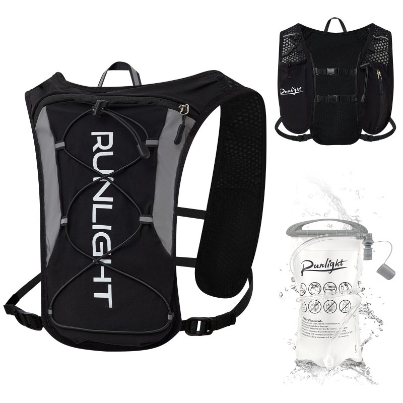 Runlight Running Vest for Women Men, Adjustable Hydration Backpack Breathable Reflective with 1.5L Water Bladder for Hiking, Trail, Running, Marathons, Cycling(Black, One Size) - Image 1