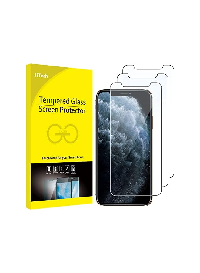 جي تيك واقي شاشة JETech لهاتف iPhone 11 Pro وiPhone Xs وiPhone X مقاس 5.8 بوصة، طبقة من الزجاج المقوى، 3 عبوات - Image 1