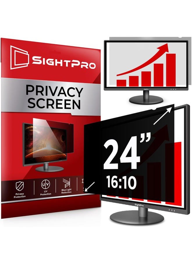 SightPro 24 Inch 16:10 Computer Privacy Screen Filter for Monitor - Privacy Shield and Anti-Glare Protector - Image 1
