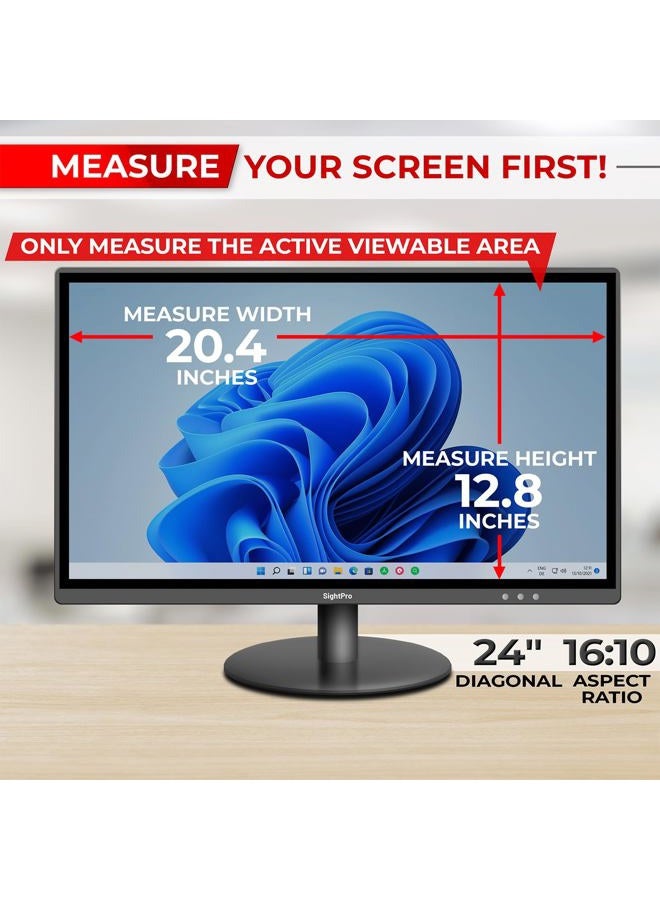 SightPro 24 Inch 16:10 Computer Privacy Screen Filter for Monitor - Privacy Shield and Anti-Glare Protector - Image 2