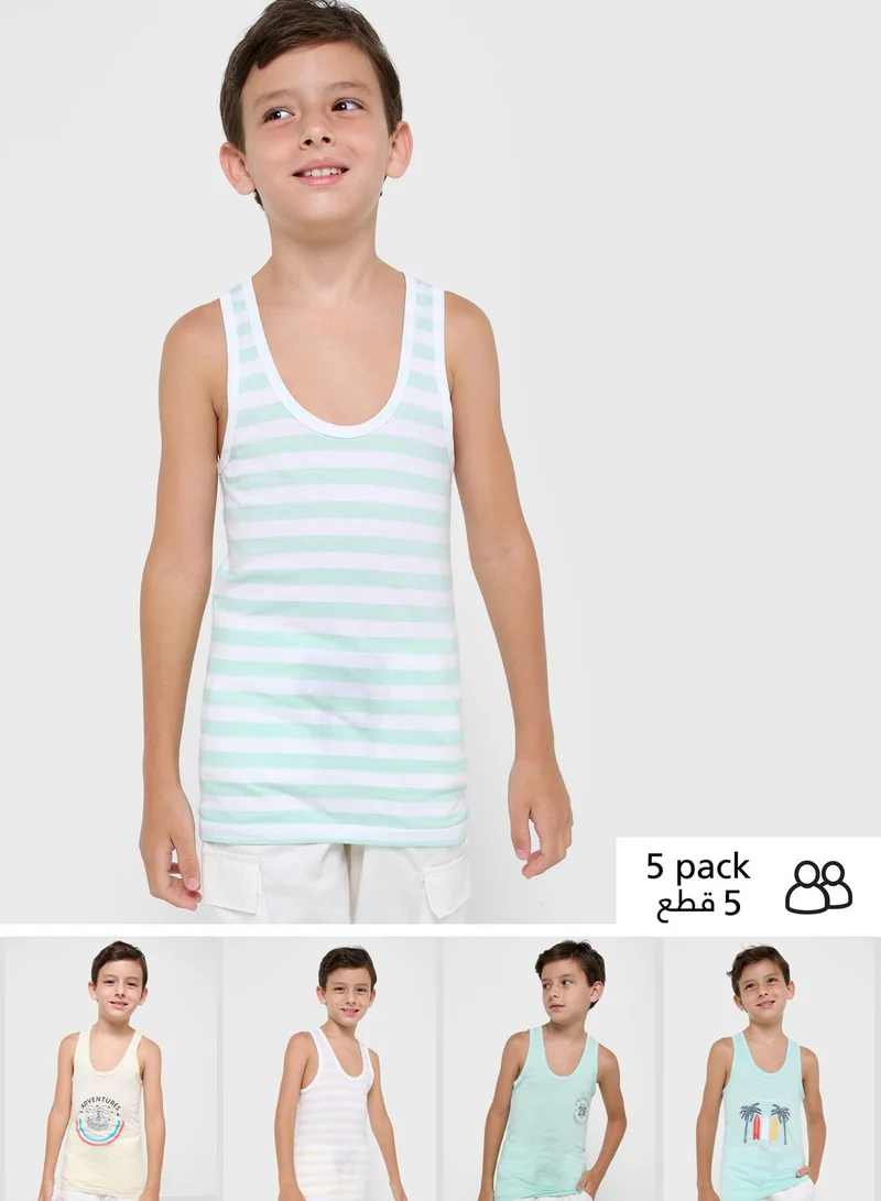 Pinata Pack Of 5 Printed Boys Vest