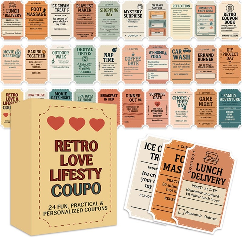 منتجات جديدة عبر الحدود RETRO LOVE LIFESTY COUPO24 بطاقات خصم الحب الرجعية المثيرة للاهتمام - Image 1