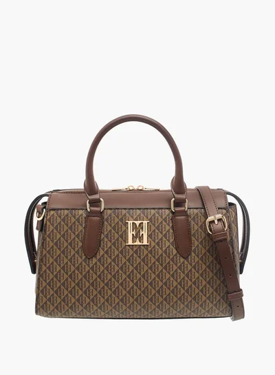 ايل Women Monogram Print Tote Bag with Top Handles and Zip Closure