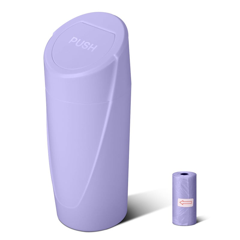 SGLRT Car Trash Can Bin with Lid - Car Garbage Can Cup Holder - Light Purple Mini Leakproof Vehicle Garbage Bin with 20pcs Trash Bags-Automotive Organizers and Storage for Front Back Seat Accessories - Image 1