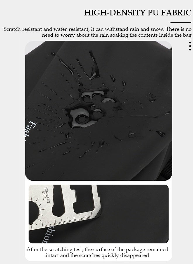 DUNISO Black Chest Bag for Men Women, Fashionable Crossbody Waist Bag Pack with Adjustable Strap, Waterproof Anti-theft Men Waist Pack Belt Bag for Travel Hiking Running Outdoors - Image 3