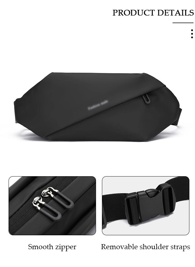 DUNISO Black Chest Bag for Men Women, Fashionable Crossbody Waist Bag Pack with Adjustable Strap, Waterproof Anti-theft Men Waist Pack Belt Bag for Travel Hiking Running Outdoors - Image 5