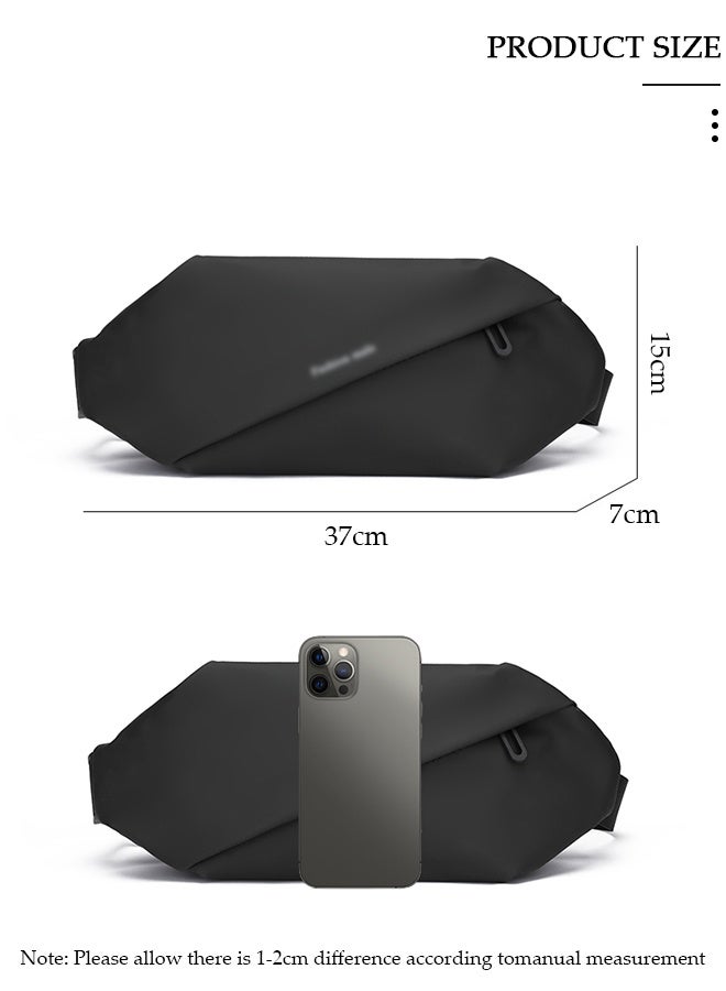 DUNISO Black Chest Bag for Men Women, Fashionable Crossbody Waist Bag Pack with Adjustable Strap, Waterproof Anti-theft Men Waist Pack Belt Bag for Travel Hiking Running Outdoors - Image 2