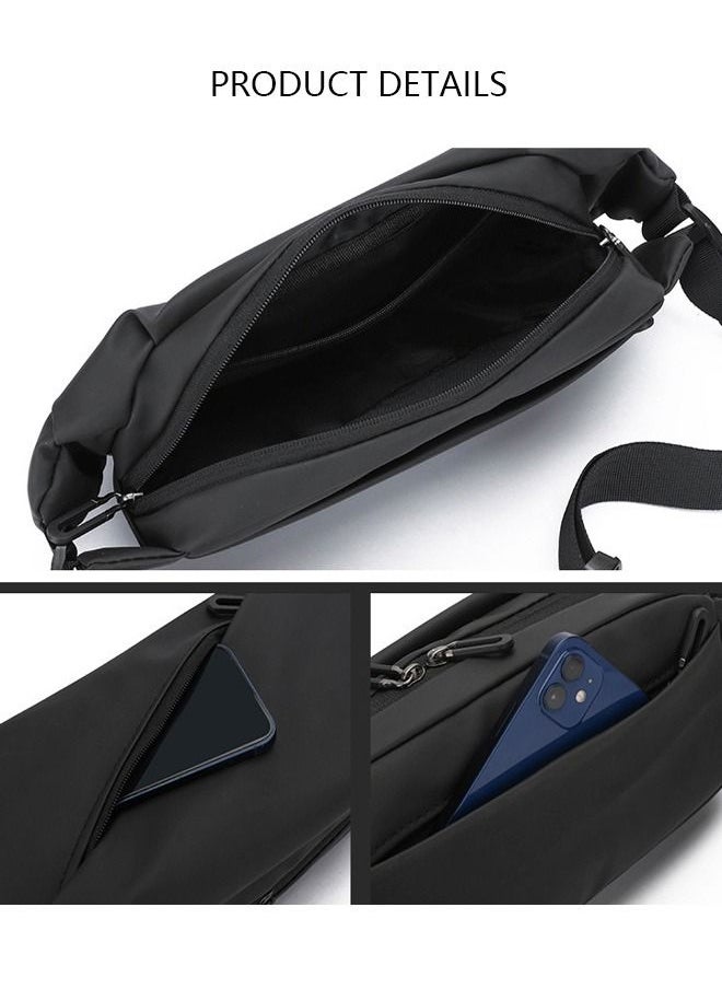 DUNISO - Black Chest Bag for Men Women, Fashionable Crossbody Waist Bag Pack with Adjustable Strap, Waterproof Anti-theft Men Waist Pack Belt Bag for Travel Hiking Running Outdoors - Image 1