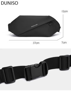 DUNISO Black Chest Bag for Men Women, Fashionable Crossbody Waist Bag Pack with Adjustable Strap, Waterproof Anti-theft Men Waist Pack Belt Bag for Travel Hiking Running Outdoors  - Image 3