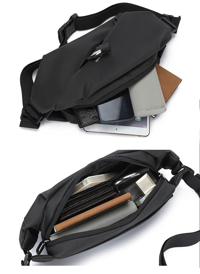 DUNISO - Black Chest Bag for Men Women, Fashionable Crossbody Waist Bag Pack with Adjustable Strap, Waterproof Anti-theft Men Waist Pack Belt Bag for Travel Hiking Running Outdoors - Image 1